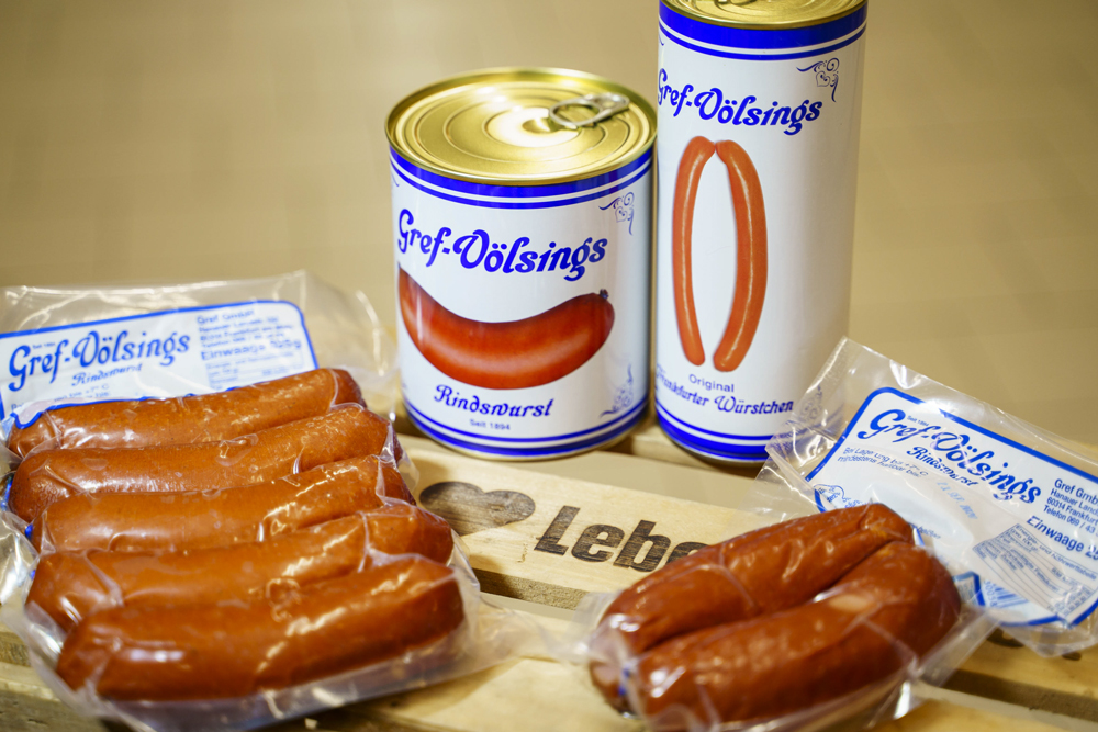 Dosen und Packungen mit Gref Würstchen